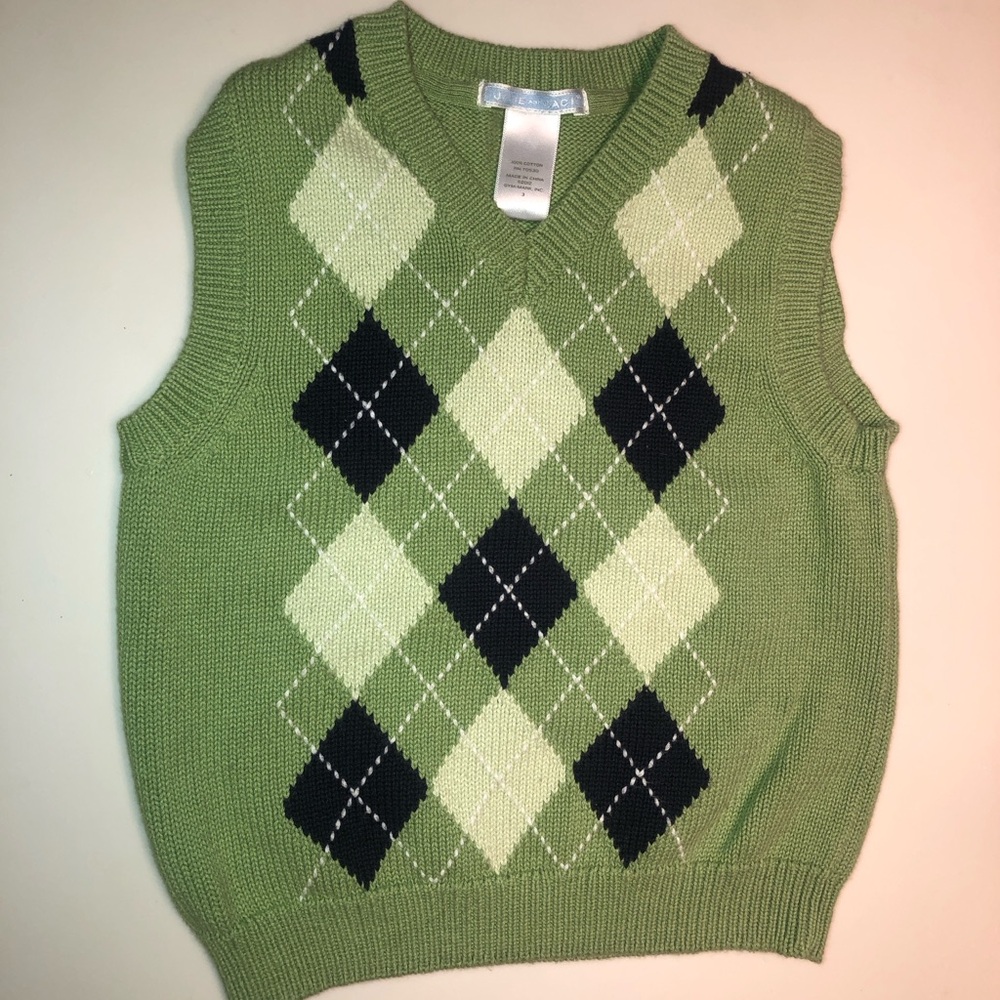 Janie and Jack Green Argyle Sweater Vest